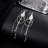 S925 Sterling Silver Geometric Water Drop Circle Long Tassel Threader Earrings Fashion Jewelry