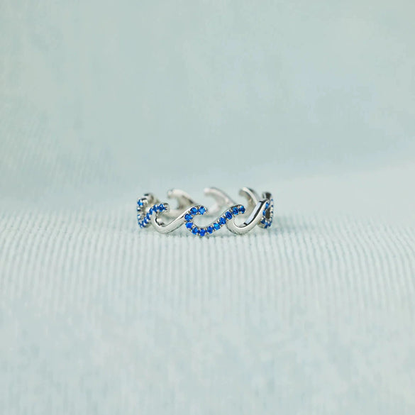 S925 Sterling Silver Geometric Wave Ring For Women With Electroplating