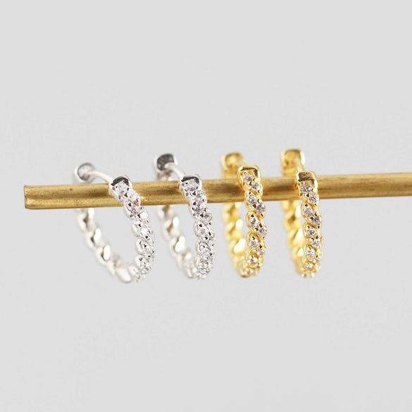 S925 Sterling Silver Geometric Wave With Diamond Earring Buckles Trendy Earrings