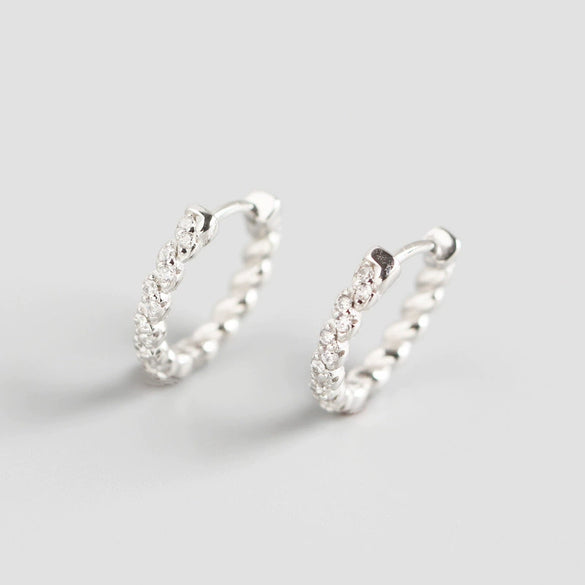 S925 Sterling Silver Geometric Wave With Diamond Earring Buckles Trendy Earrings