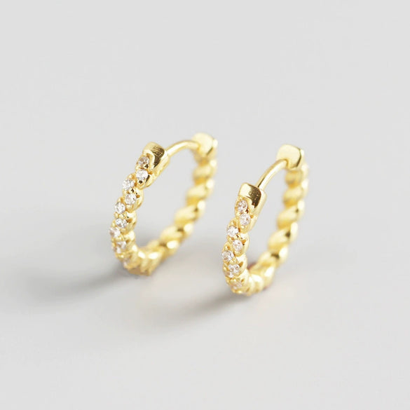 S925 Sterling Silver Geometric Wave With Diamond Earring Buckles Trendy Earrings