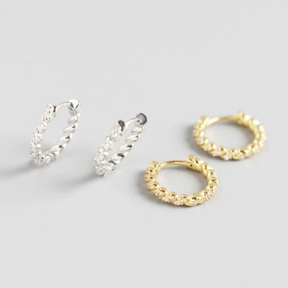 S925 Sterling Silver Geometric Wave With Diamond Earring Buckles Trendy Earrings