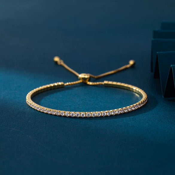 S925 Sterling Silver Geometric Women's Adjustable Fashion Bracelet With Micropaved Zircon And Electroplating