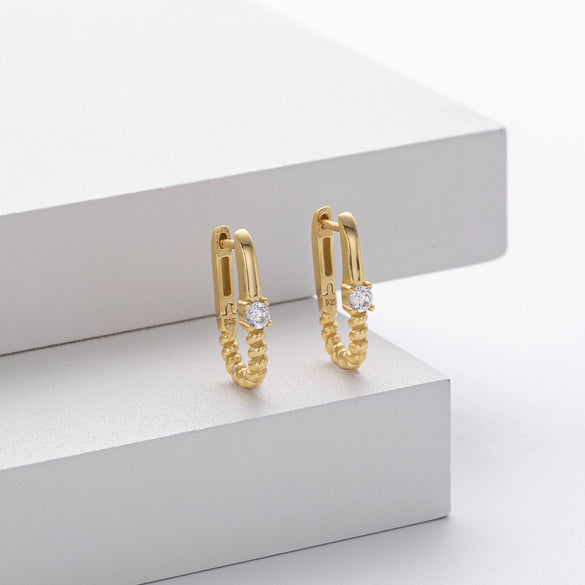 S925 Sterling Silver Geometric Women's Electroplated Earrings