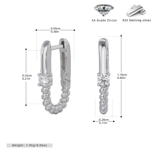 S925 Sterling Silver Geometric Women's Electroplated Earrings