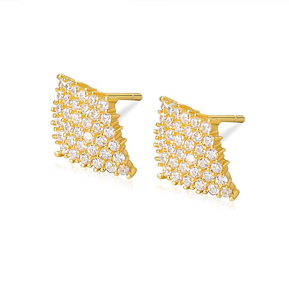 S925 Sterling Silver Geometric Zircon Earrings Elegant High Shine Daily Wear Earrings For Women