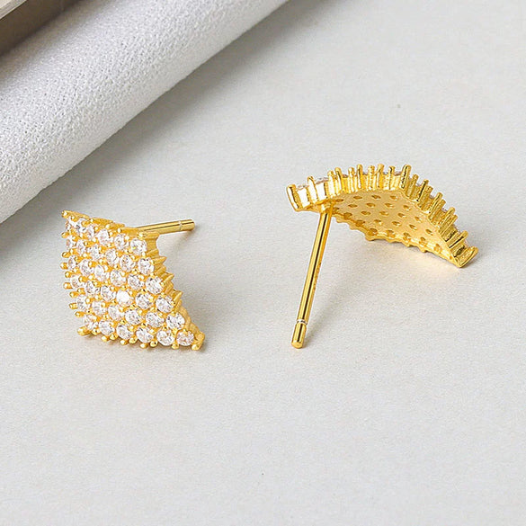 S925 Sterling Silver Geometric Zircon Earrings Elegant High Shine Daily Wear Earrings For Women