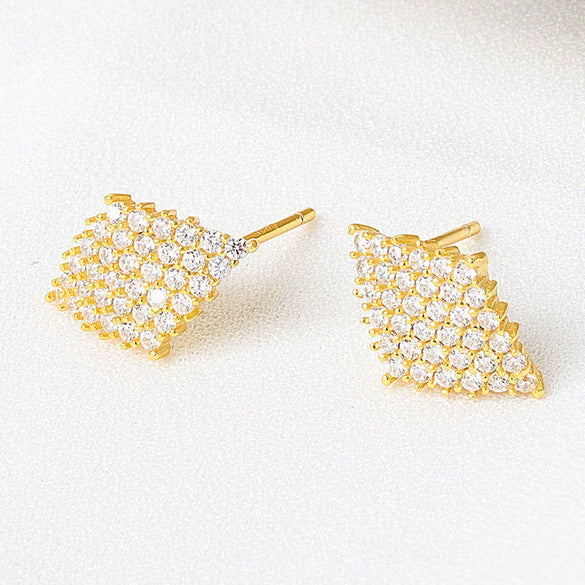 S925 Sterling Silver Geometric Zircon Earrings Elegant High Shine Daily Wear Earrings For Women