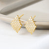 S925 Sterling Silver Geometric Zircon Earrings Elegant High Shine Daily Wear Earrings For Women