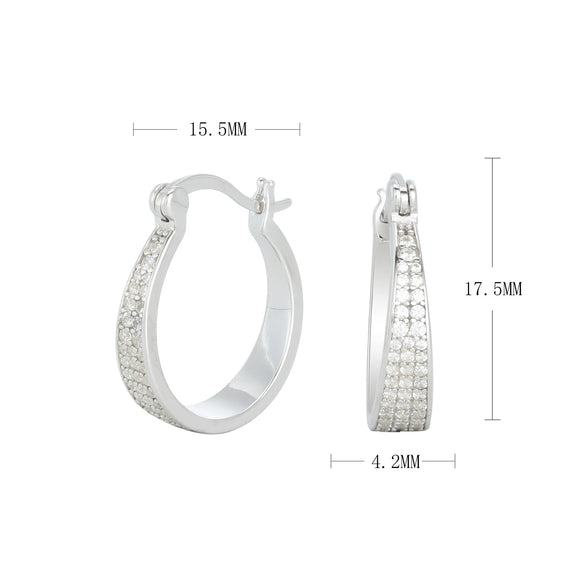 S925 Sterling Silver Geometric Zircon Earrings For Women Electroplated Natural Style