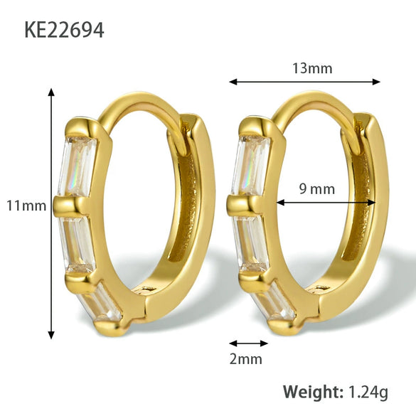 S925 Sterling Silver Geometric Zircon Earrings For Women