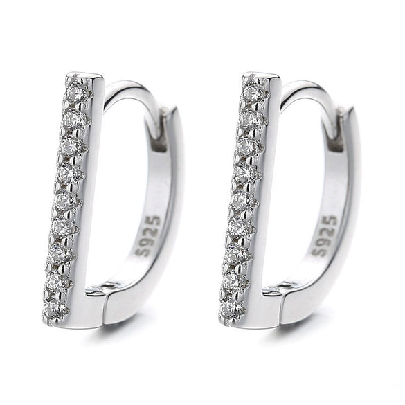 S925 Sterling Silver Geometric Zircon Inlaid Earrings