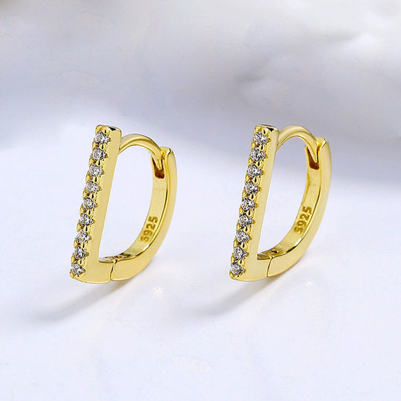 S925 Sterling Silver Geometric Zircon Inlaid Earrings