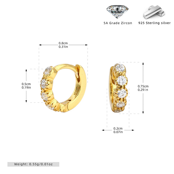 S925 Sterling Silver Geometric Zircon Inlaid Elegant Fashion Ear Buckle Earrings