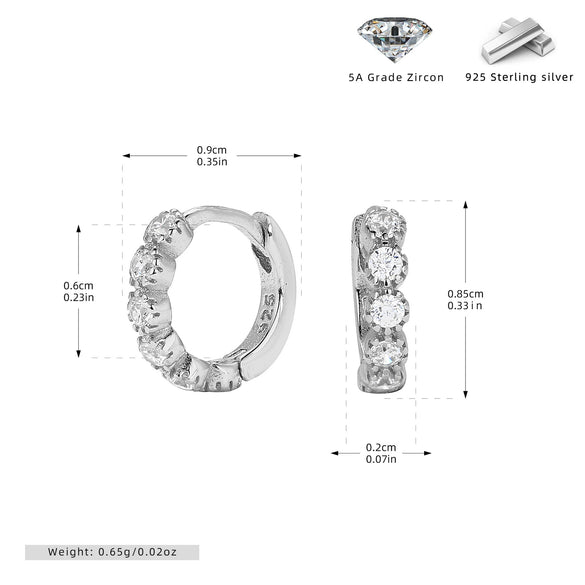 S925 Sterling Silver Geometric Zircon Inlaid Elegant Fashion Ear Buckle Earrings