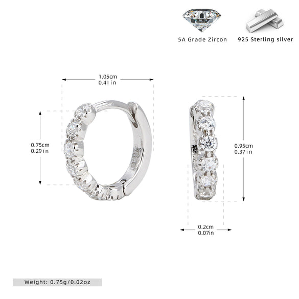 S925 Sterling Silver Geometric Zircon Inlaid Elegant Fashion Ear Buckle Earrings