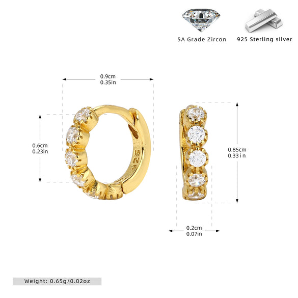 S925 Sterling Silver Geometric Zircon Inlaid Elegant Fashion Ear Buckle Earrings