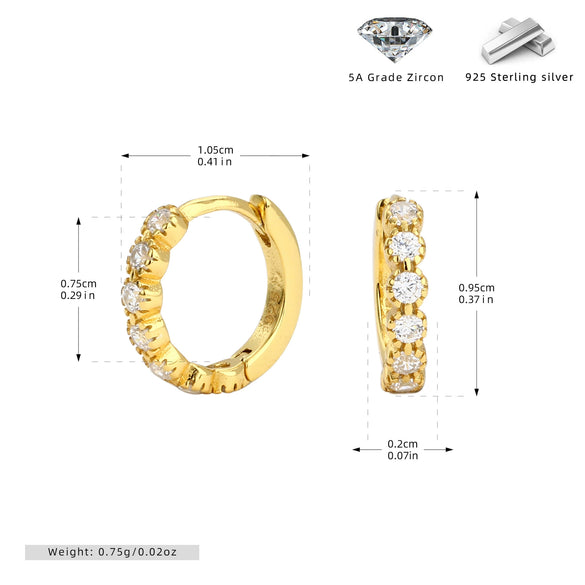 S925 Sterling Silver Geometric Zircon Inlaid Elegant Fashion Ear Buckle Earrings