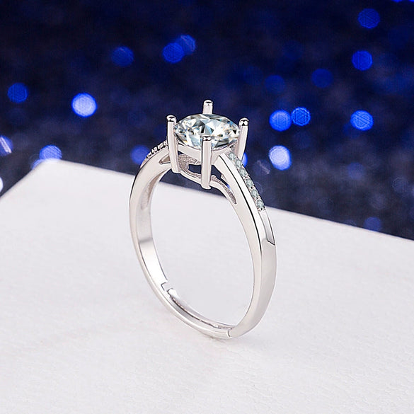 S925 Sterling Silver Geometric Zircon Inlaid Ring For Women Electroplated Adjustable Wedding Band