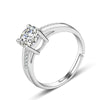 S925 Sterling Silver Geometric Zircon Inlaid Ring For Women Electroplated Adjustable Wedding Band