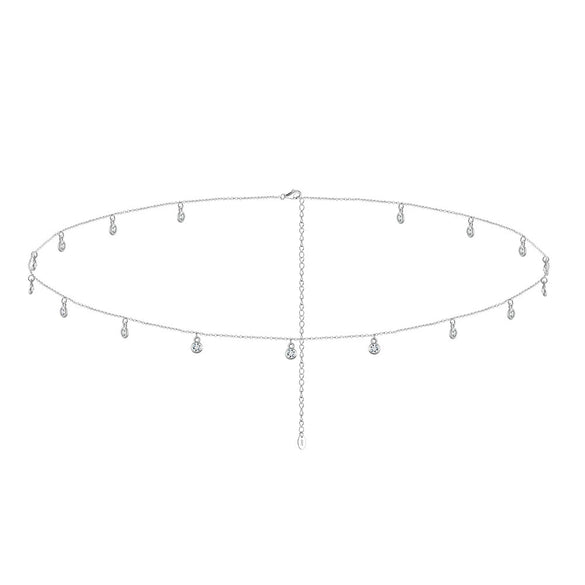 S925 Sterling Silver Geometric Zircon Pendant Waist Chain Belly Chain Jewelry