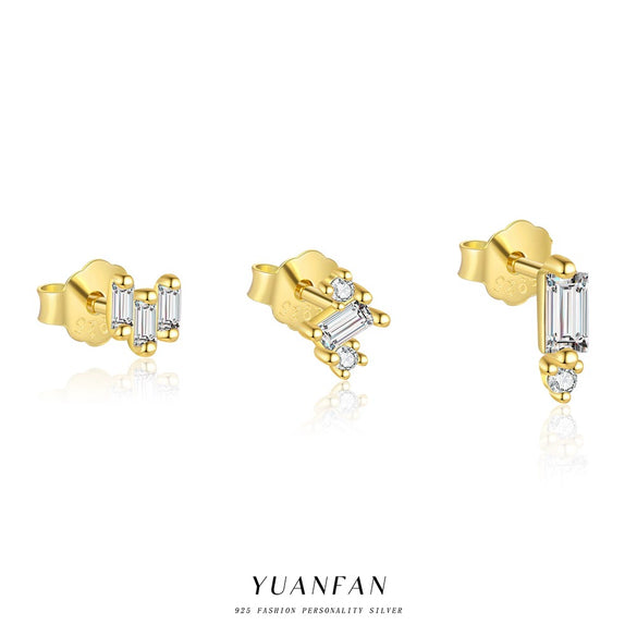S925 Sterling Silver Geometric Zirconia Earrings For Women