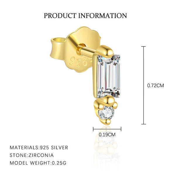 S925 Sterling Silver Geometric Zirconia Earrings For Women