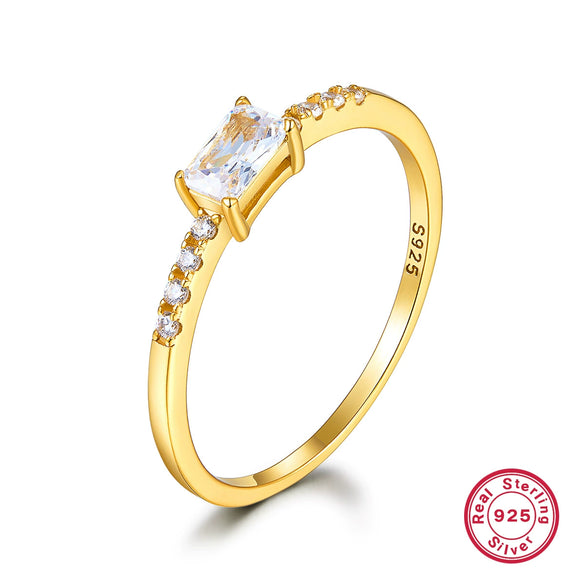 S925 Sterling Silver Geometric Zirconium Electroplated Ring For Women