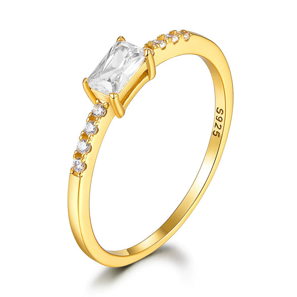 S925 Sterling Silver Geometric Zirconium Electroplated Ring For Women