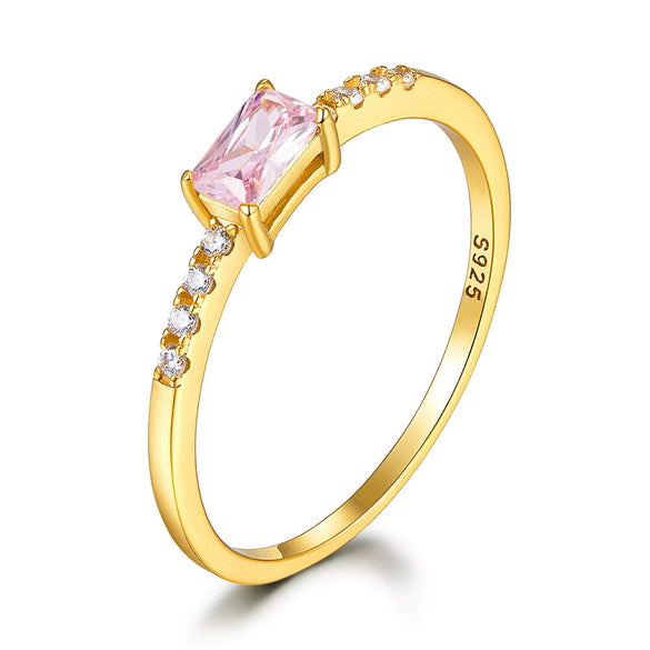 S925 Sterling Silver Geometric Zirconium Electroplated Ring For Women