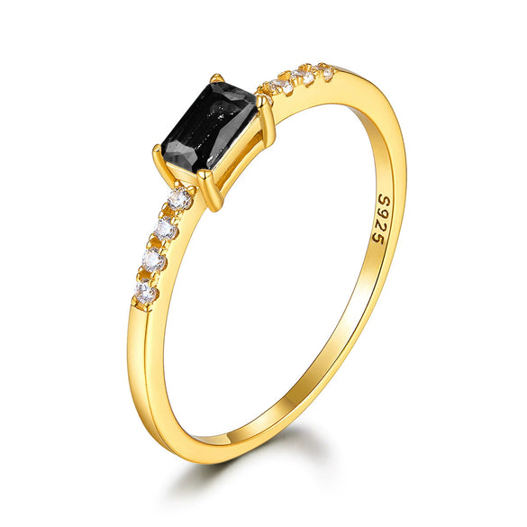 S925 Sterling Silver Geometric Zirconium Electroplated Ring For Women