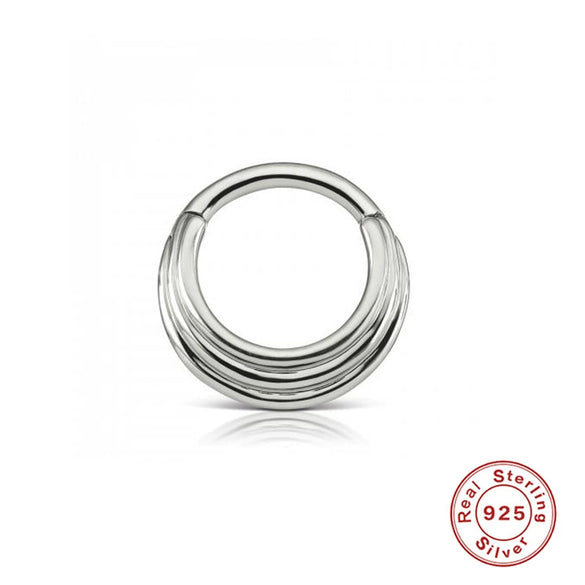 S925 Sterling Silver Glossy Diamond Line Round Soft Bone Nose Ring With Human Body Puncture Geometric Design Environmental Protection Electroplating