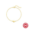 S925 Sterling Silver Glossy Love Paperclip Chain Bracelet With Flower Pattern For Women Electroplated