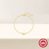 S925 Sterling Silver Glossy Love Paperclip Chain Bracelet With Flower Pattern For Women Electroplated