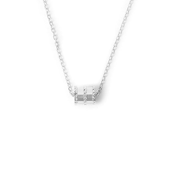 S925 Sterling Silver Gold Color Electroplated Barbell Pendant Necklace With Cross Chain Simple Trendy Clavicle Chain