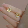 S925 Sterling Silver Gold Hollow Wreath Flower Stud Earrings Delicate Plant Floral Design For Women With Fine Craftsmanship