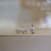 S925 Sterling Silver Goldplated Geometric Zirconia Earrings Light Luxury Style