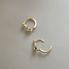 S925 Sterling Silver Goldplated Geometric Zirconia Earrings Light Luxury Style
