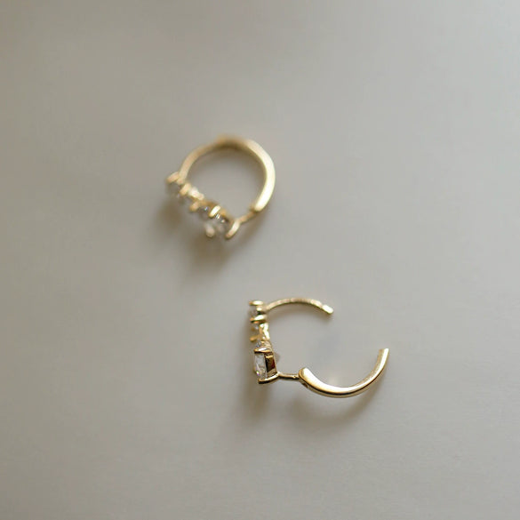 S925 Sterling Silver Goldplated Geometric Zirconia Earrings Light Luxury Style