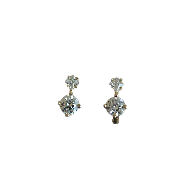 S925 Sterling Silver Goldplated Geometric Zirconia Earrings Light Luxury Style