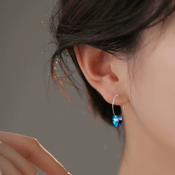 S925 Sterling Silver Gradient Heart Shaped Love Earrings Sweet Fashion Heart Pattern Ear Jewelry For Women