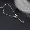 S925 Sterling Silver H Letter Tassel Necklace Simple Light Luxury Clavicle Chain For Women