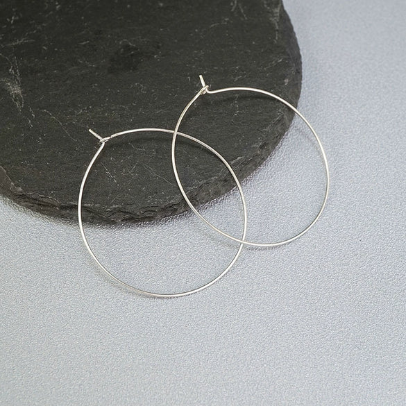 S925 Sterling Silver Handmade Geometric Large Round Circle Earrings Simple Statement Ear Jewelry For Women