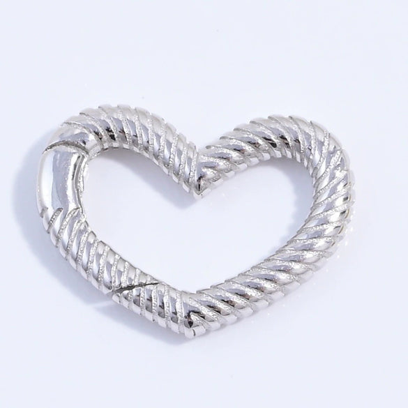 S925 Sterling Silver Handmade Heart Connection Buckle For Bracelet Necklace With Stripes And Electroplating