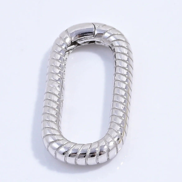 S925 Sterling Silver Handmade Heart Connection Buckle For Bracelet Necklace With Stripes And Electroplating