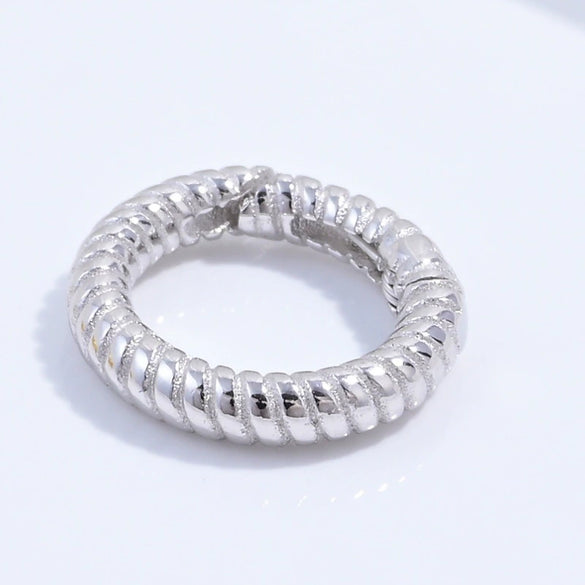 S925 Sterling Silver Handmade Heart Connection Buckle For Bracelet Necklace With Stripes And Electroplating