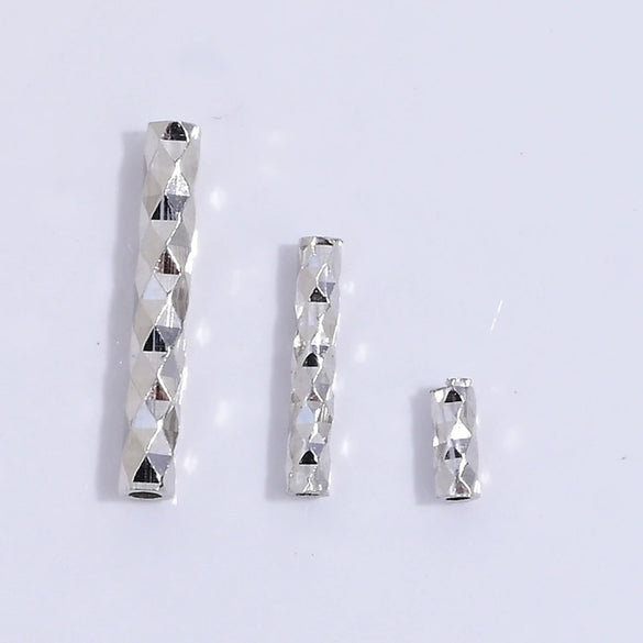 S925 Sterling Silver Handmade Straight Tube Beaded Bracelet Necklace Accessories With Electroplating