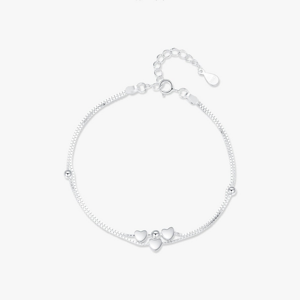S925 Sterling Silver Heart Bracelet Women's Normcore Cold Style Electroplated