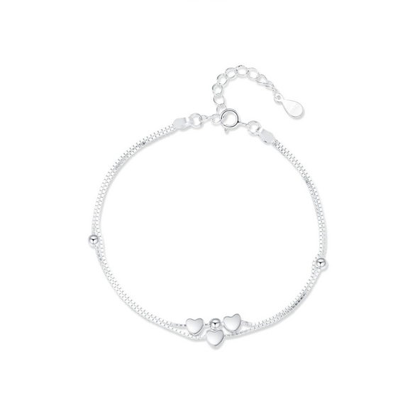 S925 Sterling Silver Heart Bracelet Women's Normcore Cold Style Electroplated
