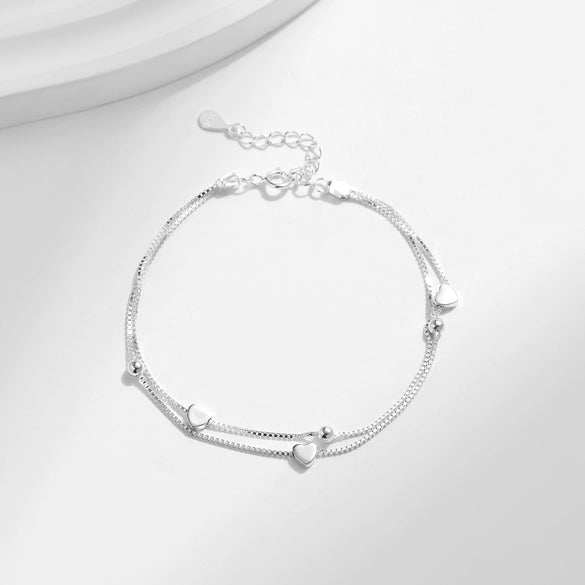S925 Sterling Silver Heart Bracelet Women's Normcore Cold Style Electroplated